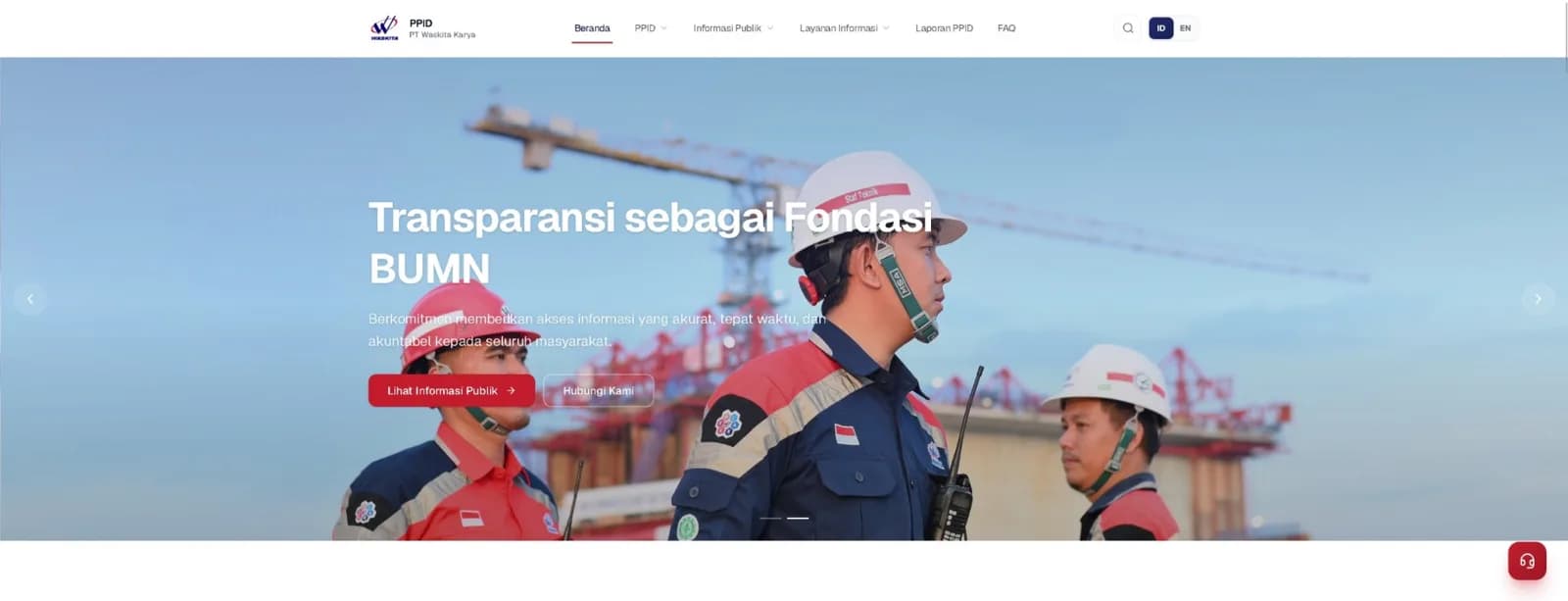Halaman depan portal PPID Waskita Karya