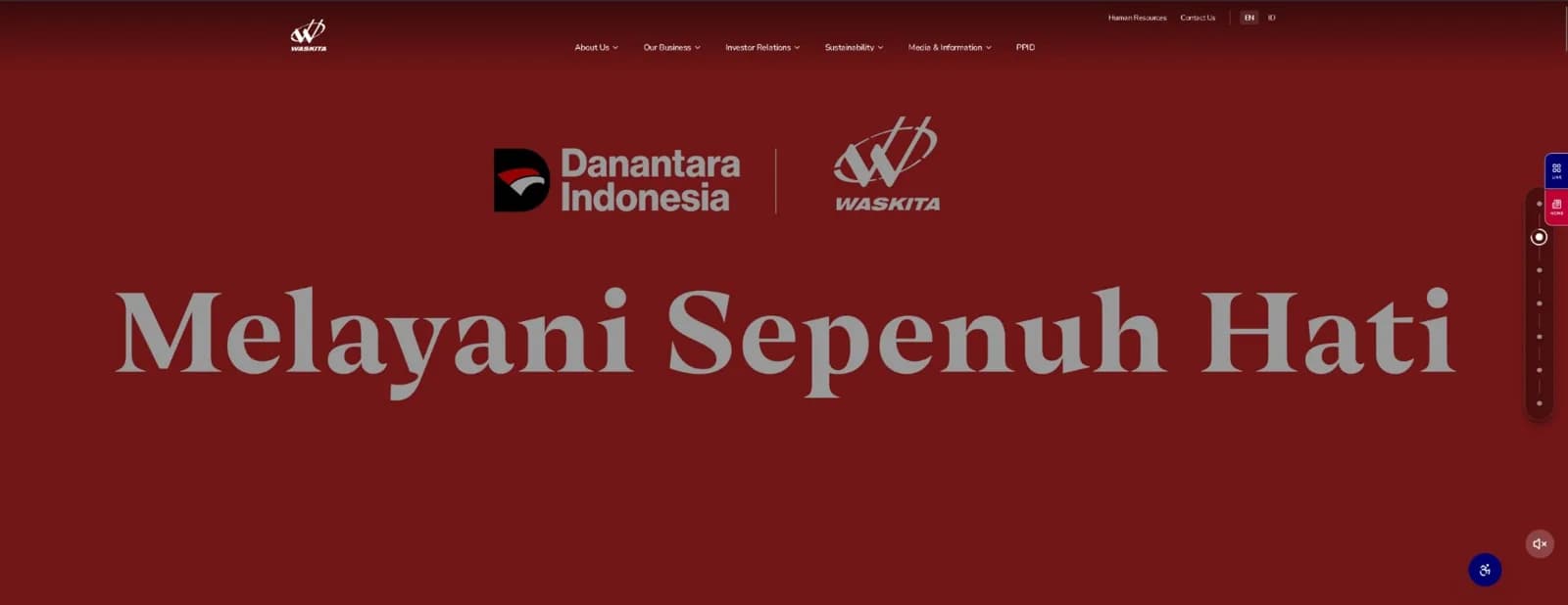 Halaman depan website company profile Waskita Karya